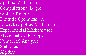 Applied Mathematics
Computational Logic
Coding Theory
Discrete Optimization
Discrete Applied Math...
